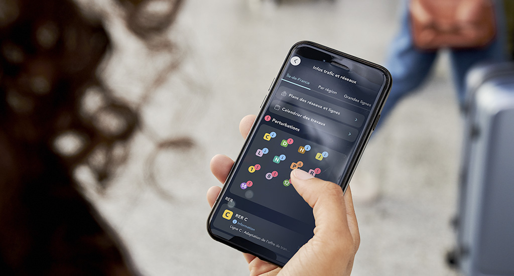Visuel illustrant la page Infos trafic et réseaux sur l'appli SNCF Connect